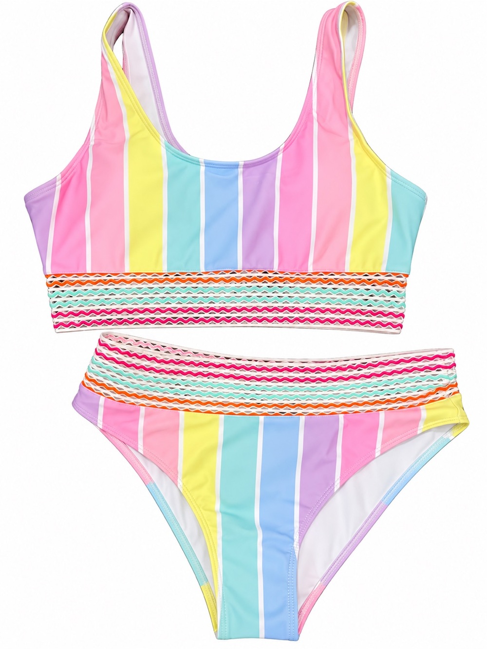 Women’s Boutique Rainbow Stripe Tank Bikini - Multicolor